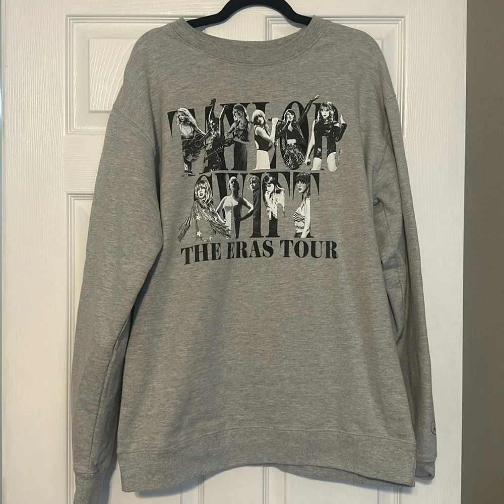 Taylor Swift The Eras Tour Gray Crewneck Sweatshirt NWOT Size XL - Picture 1 of 6